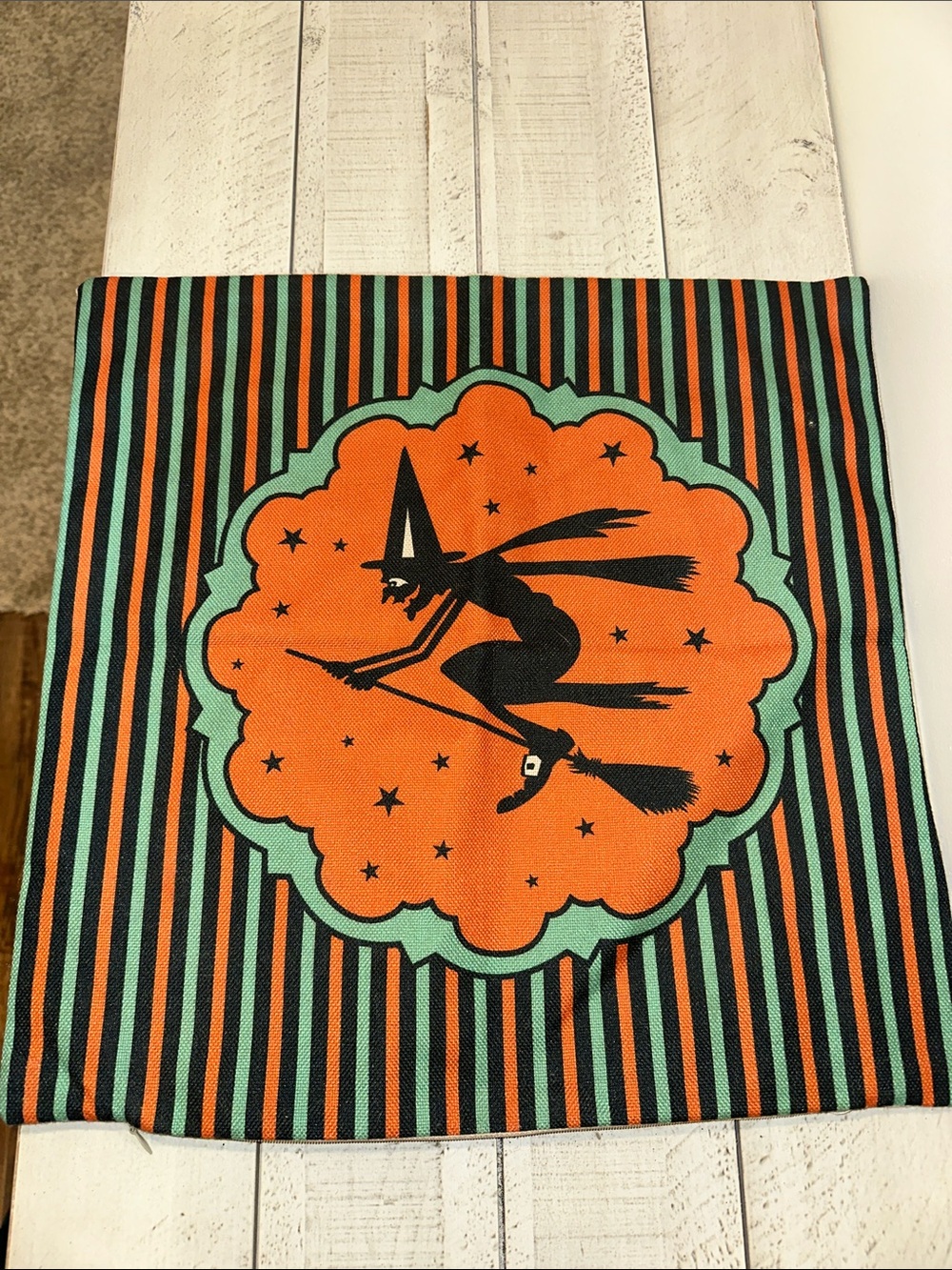 Halloween Witch Pumpkin Orange & Black Decorative Pillow Cover